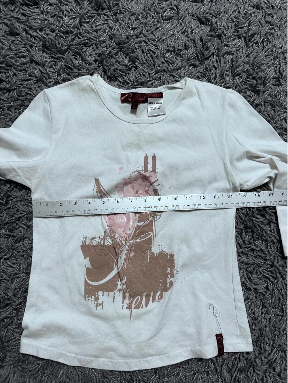 Y2K Fetish Brand Rose Graphic Top Size L - Picture 7 of 8